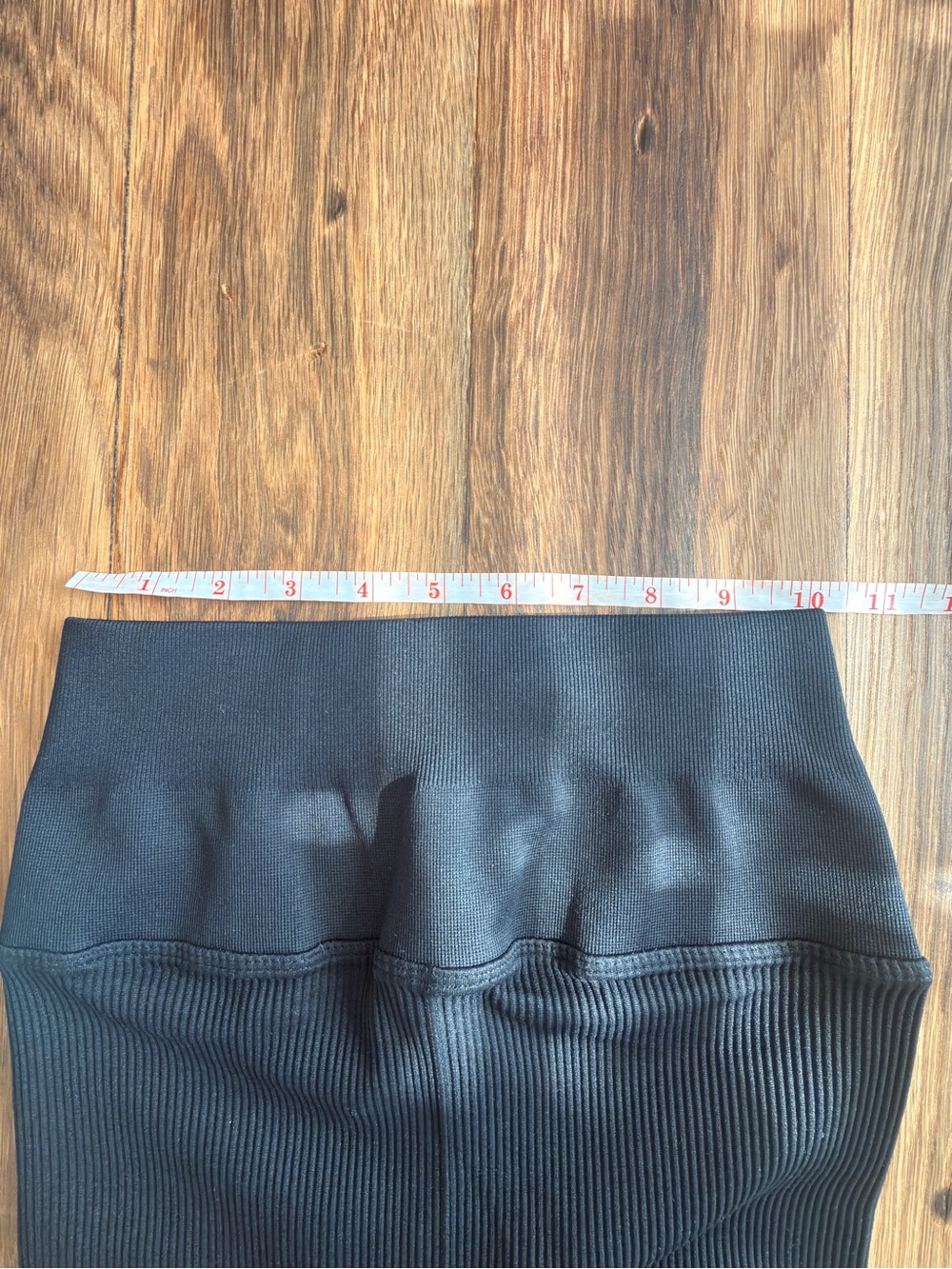 NUX Black Ribbed Leggings with White Stripe Cuffs - Picture 8 of 8